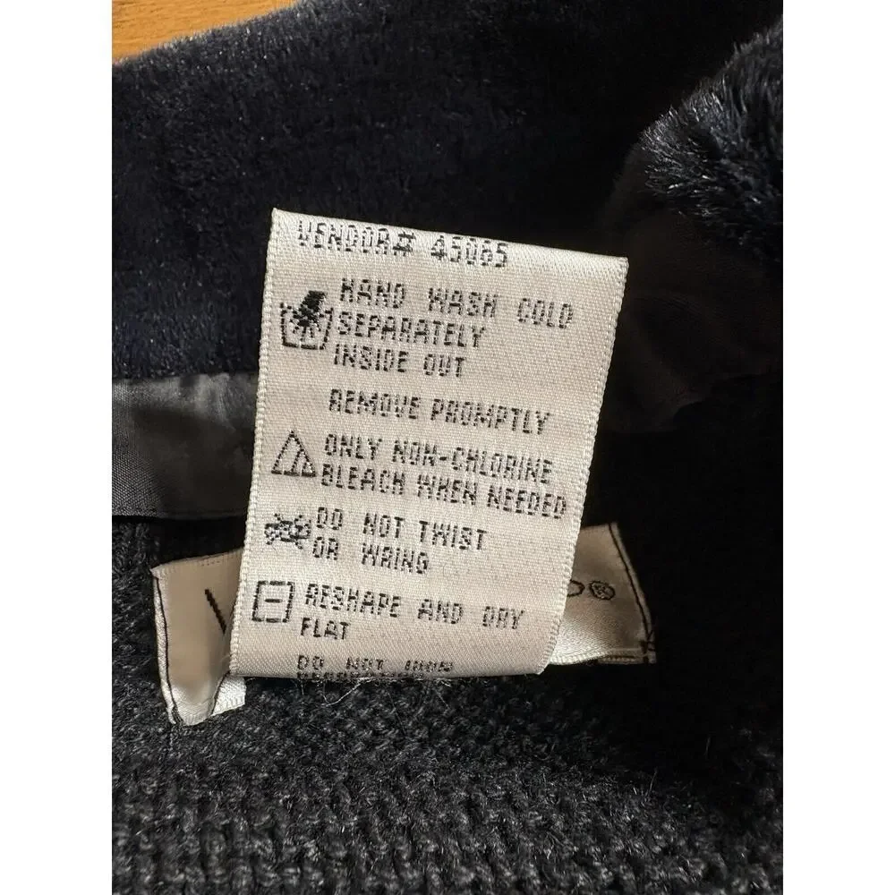 Victoria Jones Sweater Womens Size P/M Black‎ Wool Fur Collar Christmas Cardigan